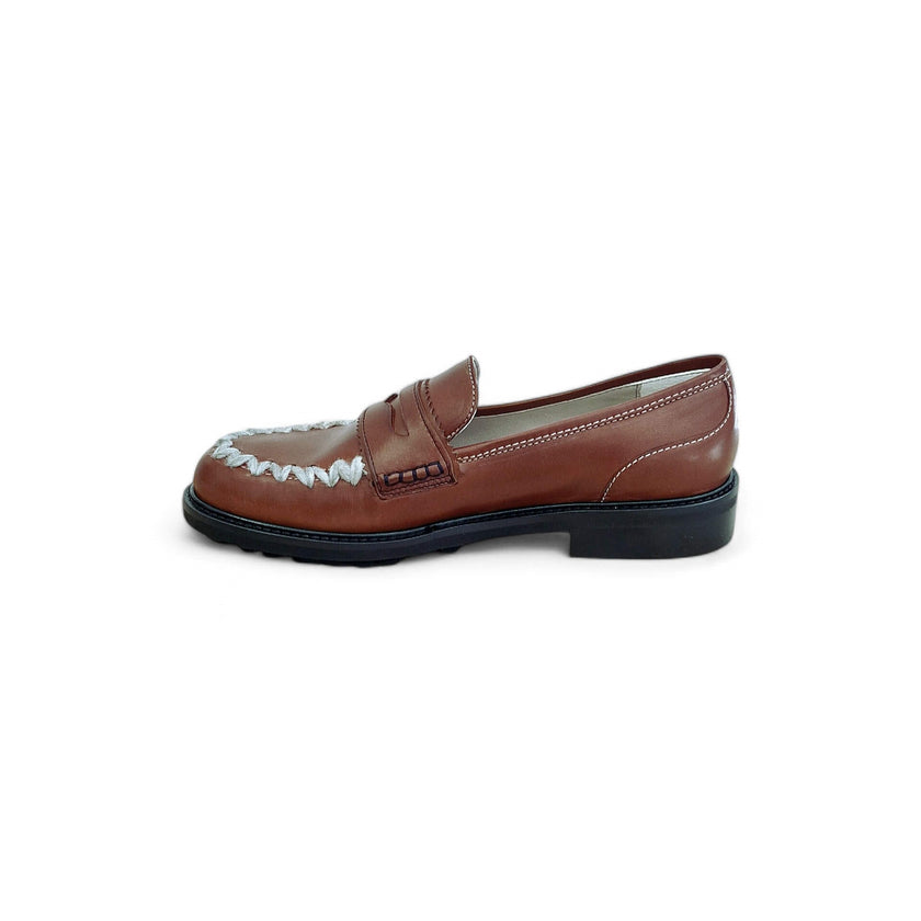 Viola Ricci Gaia - Mocassino nappa glove rhum - lana Spedizione Gratuita