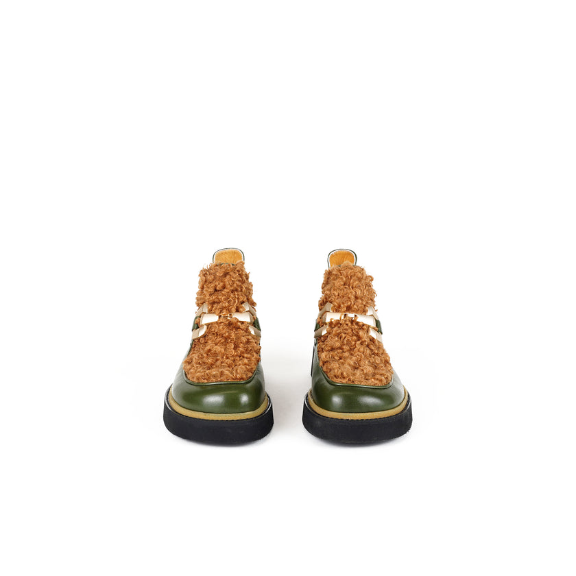 Viola Ricci Alice - Stivaletto in pelle Verde - astrakan miele Vendite Flash