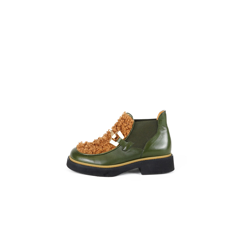 Viola Ricci Alice - Stivaletto in pelle Verde - astrakan miele Vendite Flash