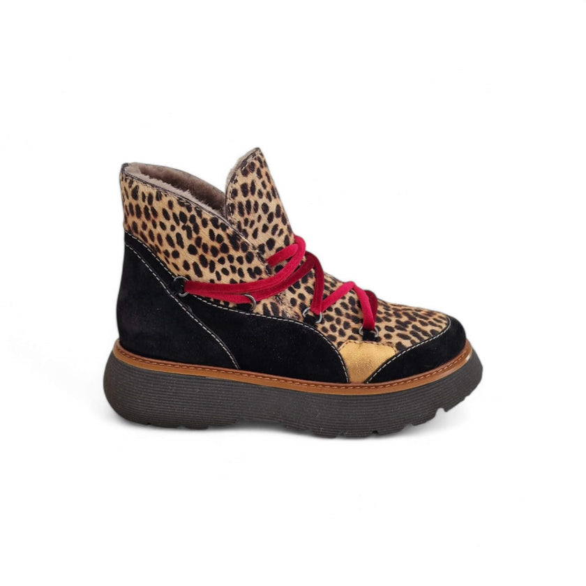 Viola Ricci Regina - tronchetto nero animalier - kombat Consegna Veloce