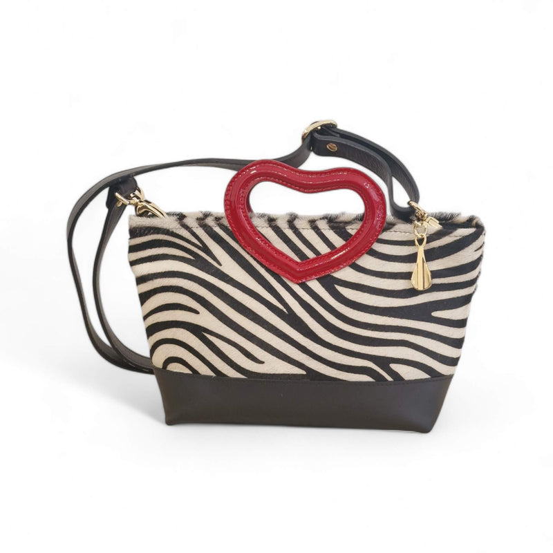 Viola Ricci Love - Borsa in pelle bianco e nero - cuore Outlet