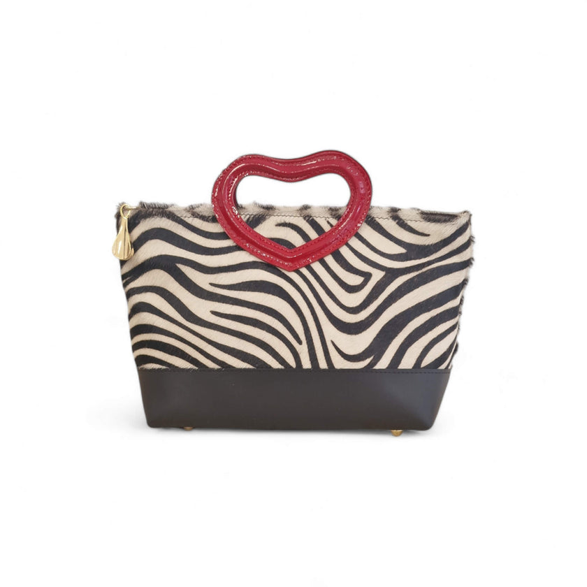 Viola Ricci Love - Borsa in pelle bianco e nero - cuore Outlet