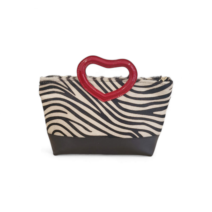Viola Ricci Love - Borsa in pelle bianco e nero - cuore Outlet