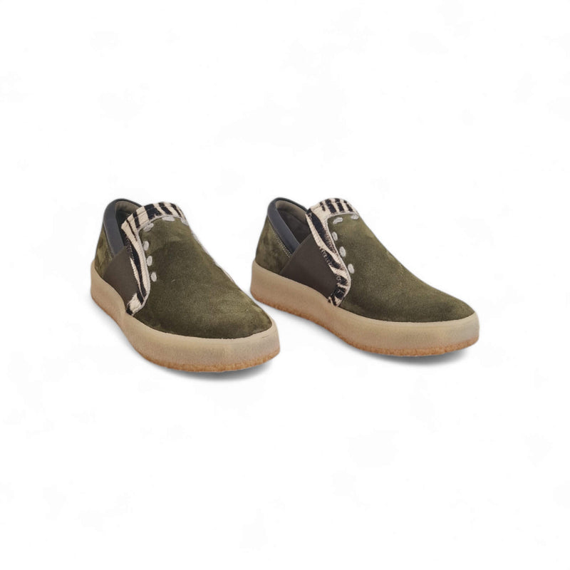 Viola Ricci Regina - slip on in pelle verde animalier - smith Vendite Flash