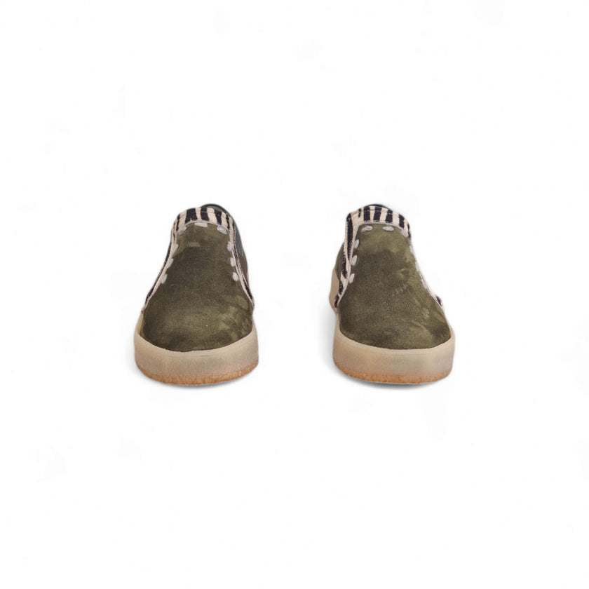 Viola Ricci Regina - slip on in pelle verde animalier - smith Vendite Flash