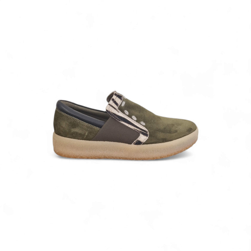 Viola Ricci Regina - slip on in pelle verde animalier - smith Vendite Flash