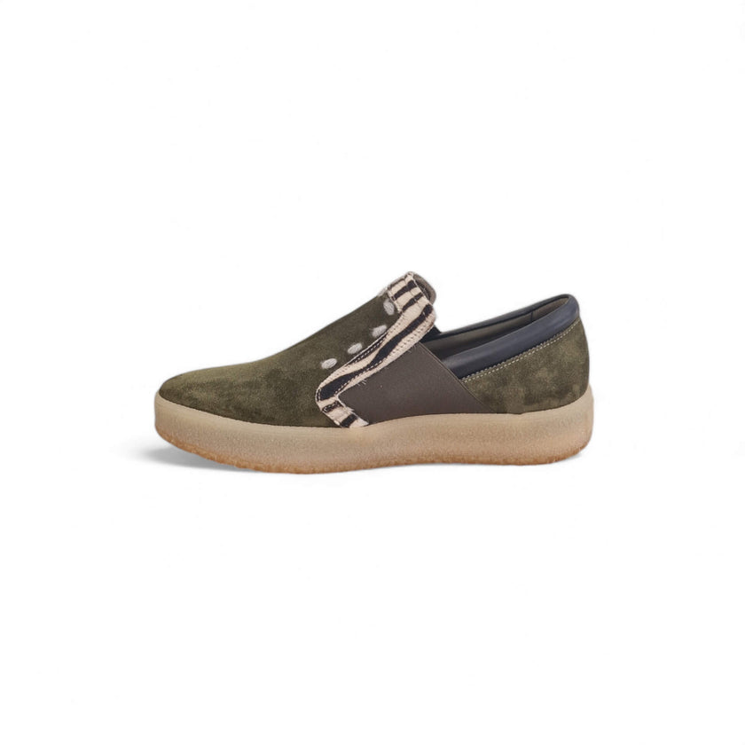 Viola Ricci Regina - slip on in pelle verde animalier - smith Vendite Flash