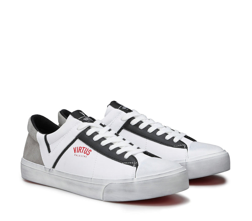 ﻿VIRTUS PALESTRE Rubby Low Leather/Suede white/Grey I Più Venduti