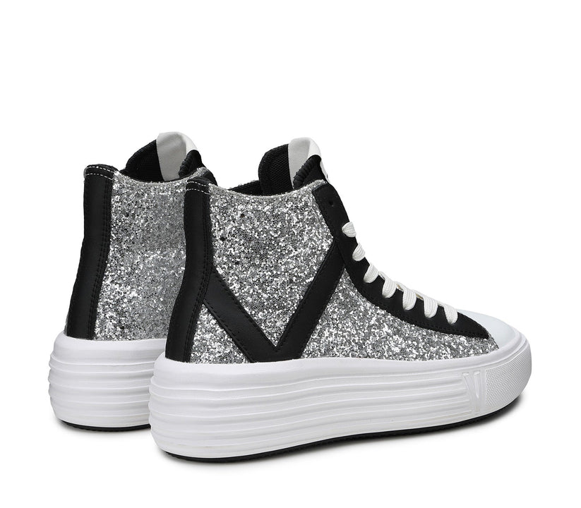 VIRTUS PALESTRE Venus Glitter/leather silver/black In Saldo