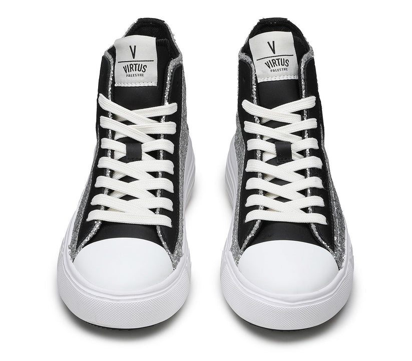 VIRTUS PALESTRE Venus Glitter/leather silver/black In Saldo