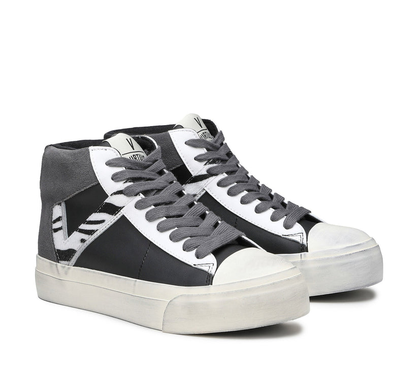 VIRTUS PALESTRE Rubby Mid Leather/suede black/dk. grey-zebra Moda