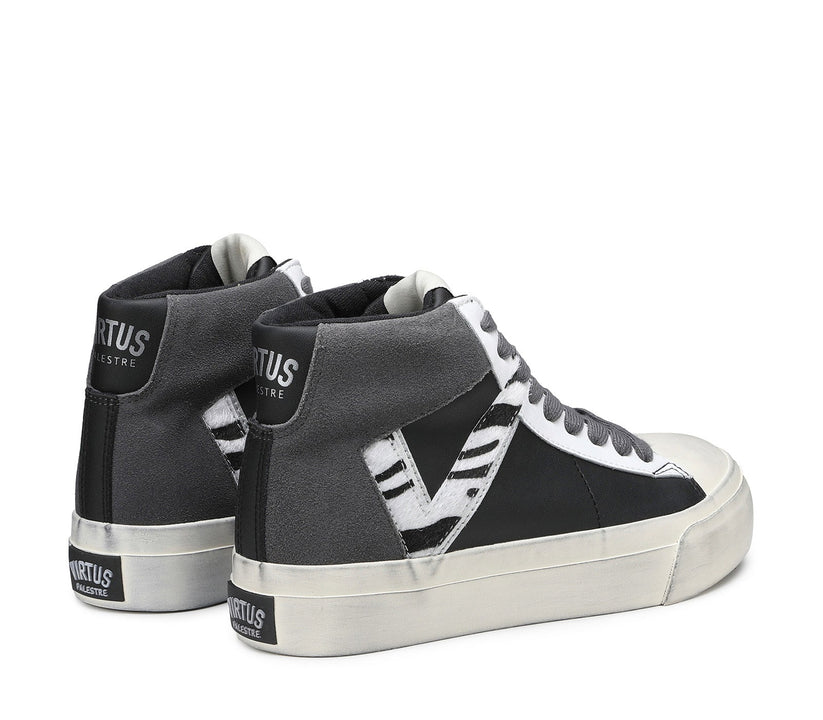 VIRTUS PALESTRE Rubby Mid Leather/suede black/dk. grey-zebra Moda
