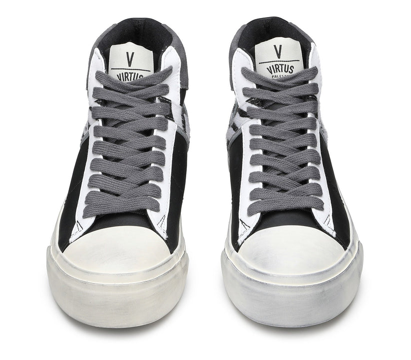 VIRTUS PALESTRE Rubby Mid Leather/suede black/dk. grey-zebra Moda
