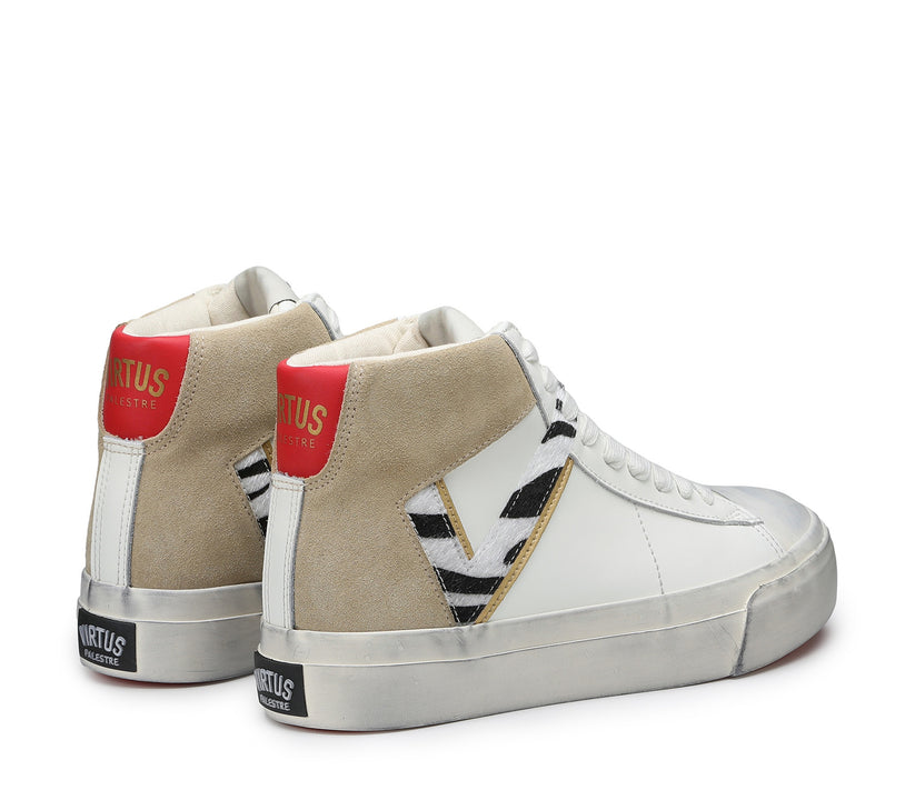 VIRTUS PALESTRE Rubby Mid Leather/suede off white/sand-zebra Italia