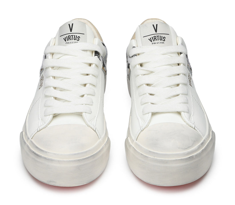 VIRTUS PALESTRE Rubby Low Leather/suede off white/sand-zebra In Linea