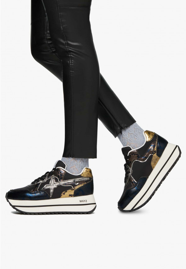 ﻿W6yz Sneakers in pelle e tessuto tecnico Nero -DEVA W I Più Venduti
