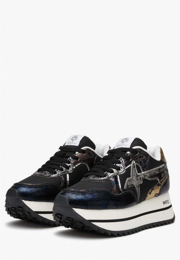 ﻿W6yz Sneakers in pelle e tessuto tecnico Nero -DEVA W I Più Venduti