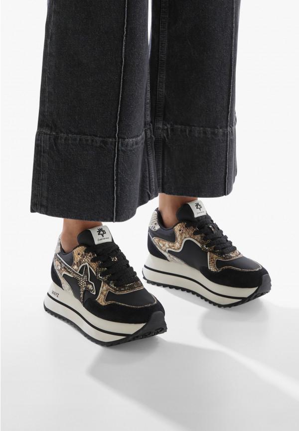 W6yz Sneakers in tessuto tecnico e suede Nero -DEVA W Negozio