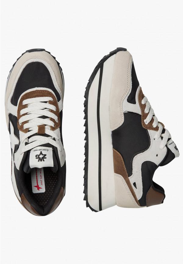 W6yz Sneakers in tessuto tecnico e suede Beige-Nero -DEVA W In Saldo