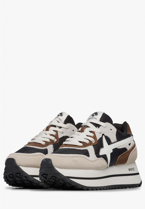 W6yz Sneakers in tessuto tecnico e suede Beige-Nero -DEVA W In Saldo