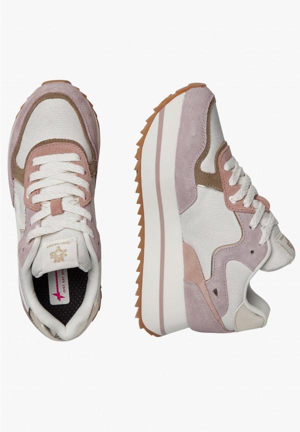W6yz Sneakers in suede e tessuto tecnico Bianco-Rosa -DEVA W Nuova