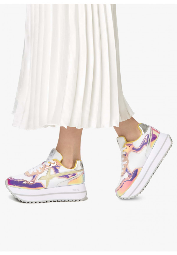 W6yz Sneakers in suede e tessuto tecnico Bianco-Rosa -DEVA W Moda