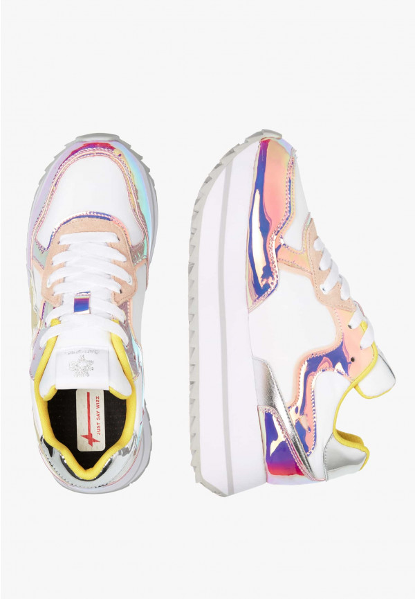 W6yz Sneakers in suede e tessuto tecnico Bianco-Rosa -DEVA W Moda
