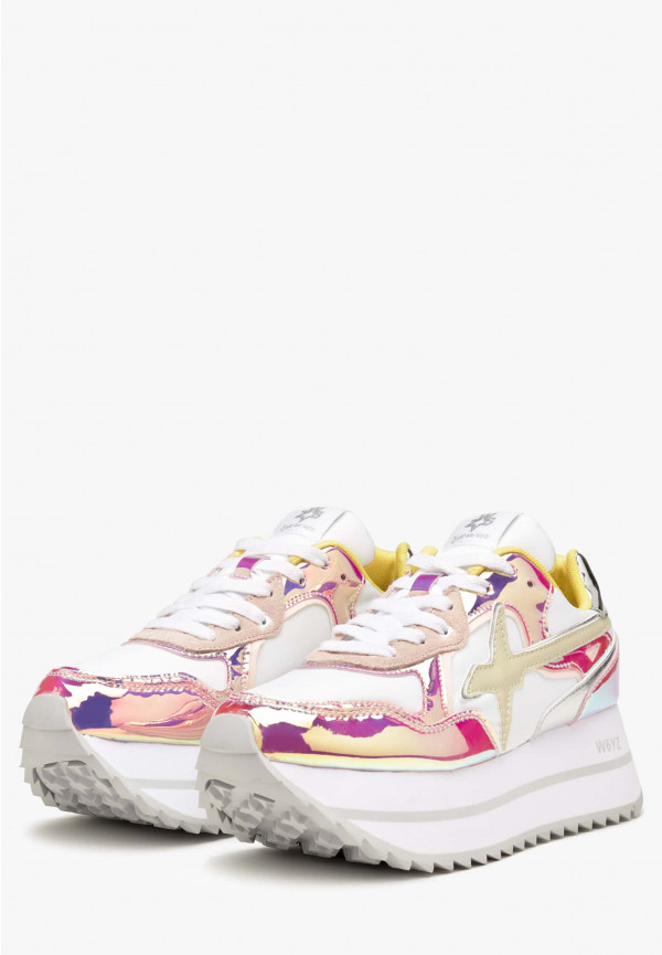 W6yz Sneakers in suede e tessuto tecnico Bianco-Rosa -DEVA W Moda