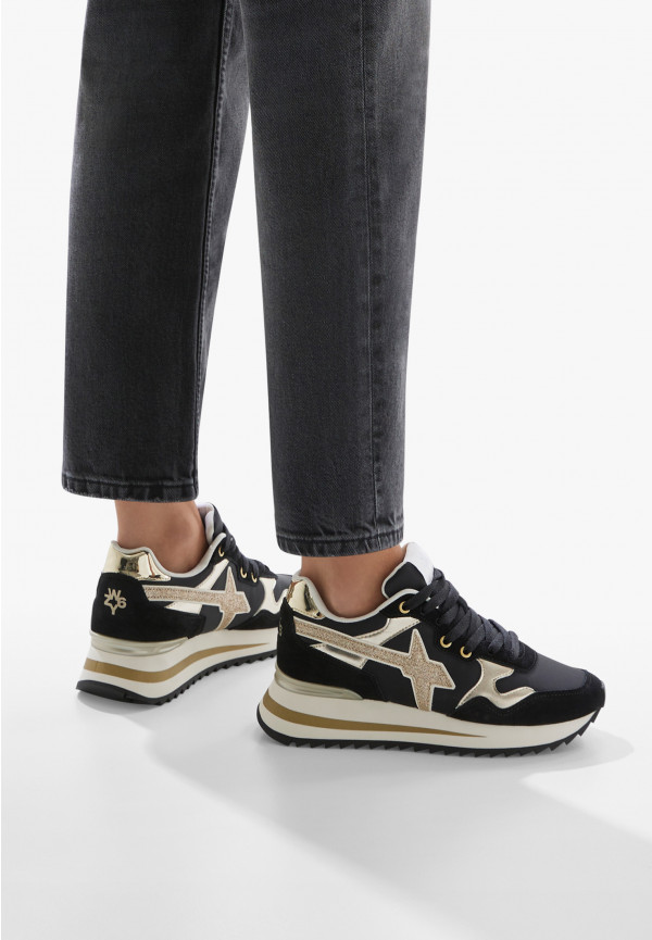 W6yz Sneakers in tessuto tecnico e suede Nero-Oro -YAK-W Italy