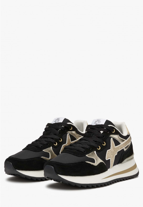 W6yz Sneakers in tessuto tecnico e suede Nero-Oro -YAK-W Italy