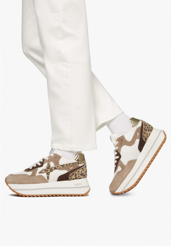 W6yz Sneakers in tessuto tecnico e suede Tortora -DEVA W Italia