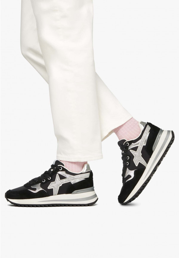 W6yz Sneakers in tessuto tecnico e suede Nero-Argento -YAK-W In Linea