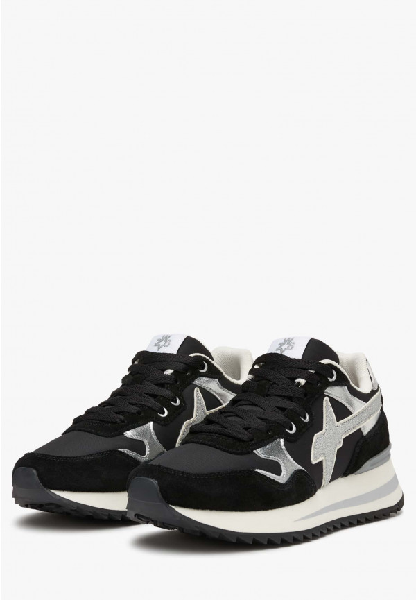 W6yz Sneakers in tessuto tecnico e suede Nero-Argento -YAK-W In Linea