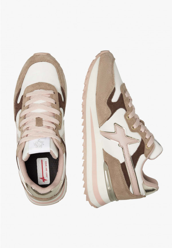 W6yz Sneakers in tessuto tecnico e suede Rosa-Beige -YAK-W Qualità