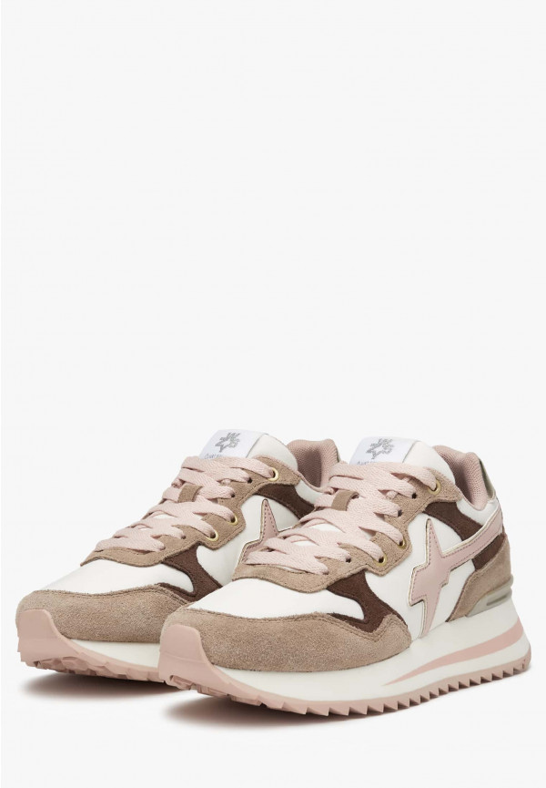 W6yz Sneakers in tessuto tecnico e suede Rosa-Beige -YAK-W Qualità