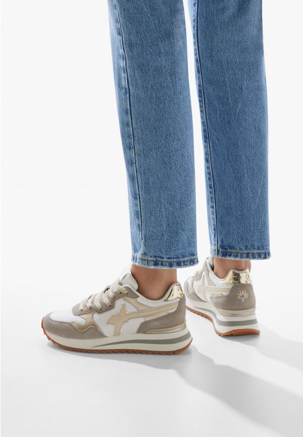 W6yz Sneakers in tessuto tecnico e suede Platino -YAK-W Vendita