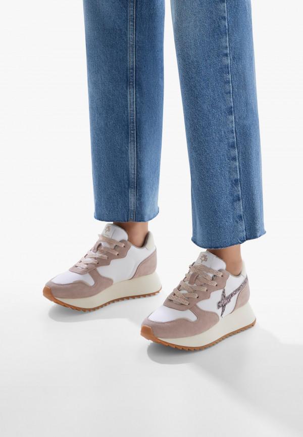 W6yz Sneakers in suede e tessuto tecnico Bianco-Rosa -JET-W Acquista Ora