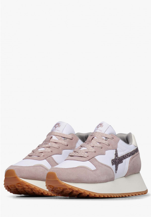 W6yz Sneakers in suede e tessuto tecnico Bianco-Rosa -JET-W Acquista Ora