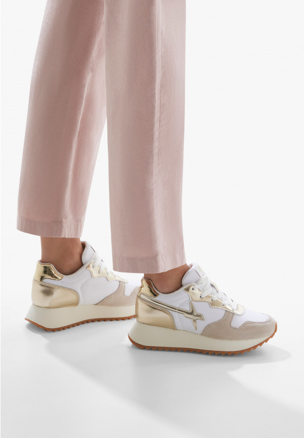 W6yz Sneakers in suede e tessuto tecnico Bianco-Platino -JET-W Consegna Veloce