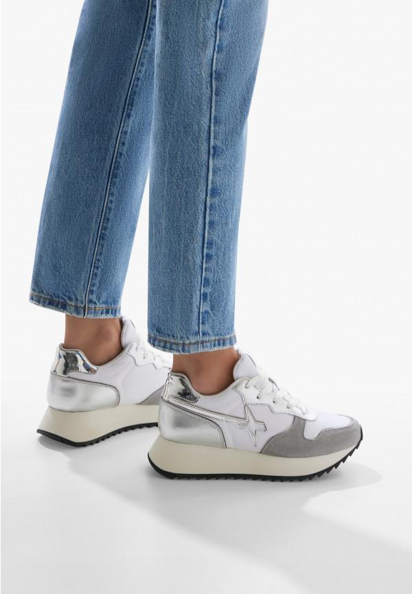 W6yz Sneakers in suede e tessuto tecnico Bianco-Argento -JET-W Promozione Limitata