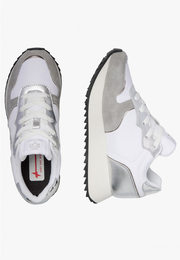 W6yz Sneakers in suede e tessuto tecnico Bianco-Argento -JET-W Promozione Limitata