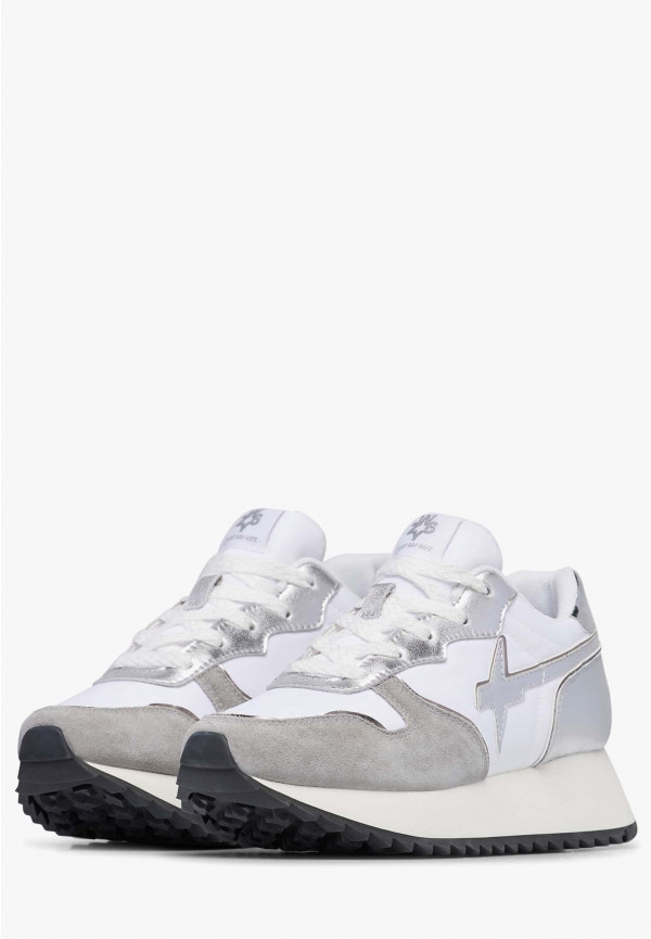 W6yz Sneakers in suede e tessuto tecnico Bianco-Argento -JET-W Promozione Limitata