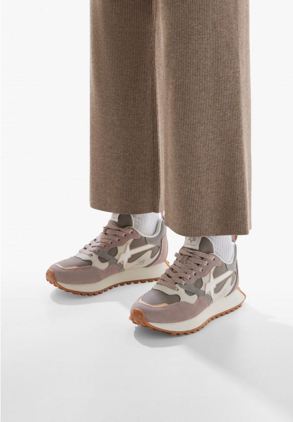 W6yz Sneakers in suede e tessuto tecnico Bianco-Grigio -LOOP-W Affare Del Giorno