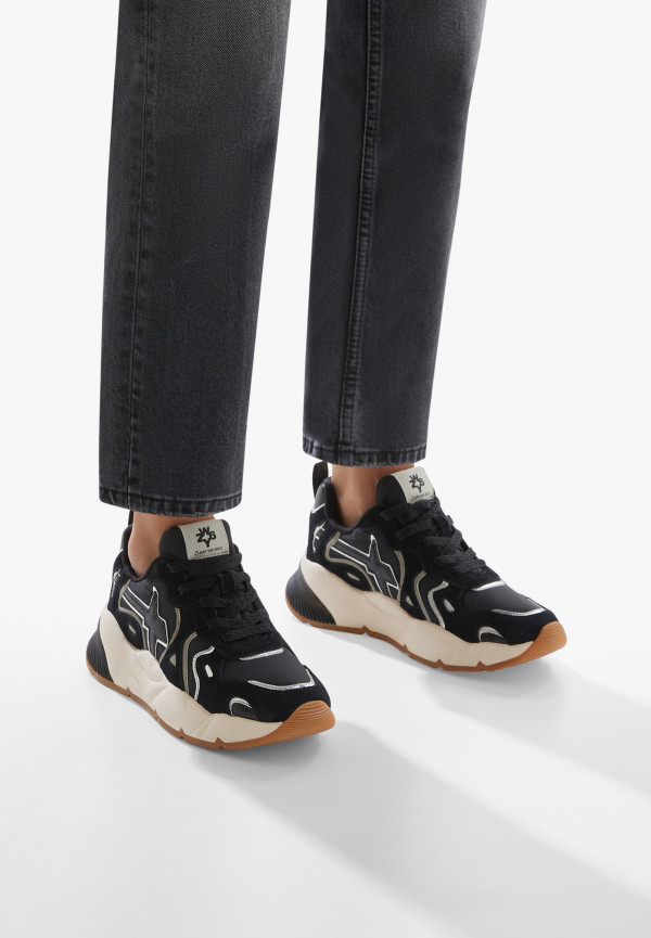 W6yz Sneakers in suede e tessuto tecnico Nero -SARAH-W Prezzo Ridotto