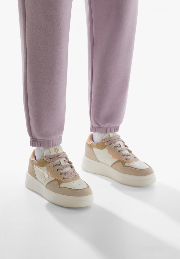 W6yz Sneaker in pelle e suede Bianco panna -XENIA W Convenienza
