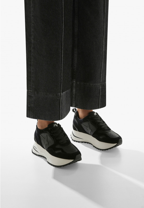 W6yz Sneakers in suede e tessuto tecnico con glitter Nero -ANNY 2 W Sconto