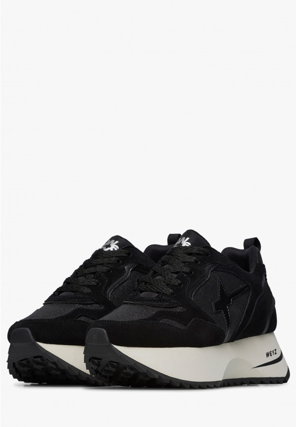 W6yz Sneakers in suede e tessuto tecnico con glitter Nero -ANNY 2 W Sconto