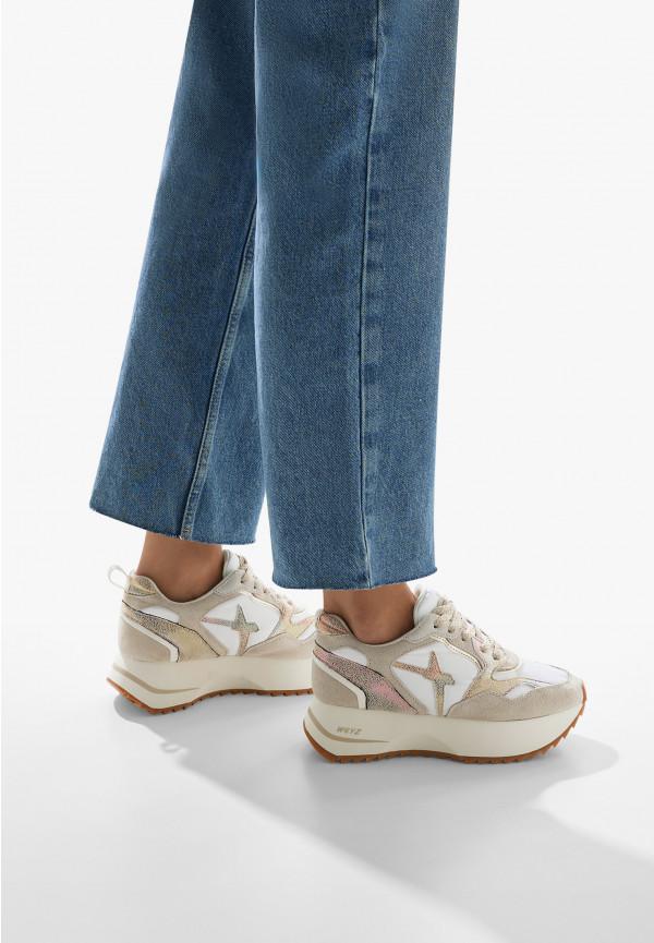 W6yz Sneakers in suede e tessuto tecnico Bianco-Beige -ANNY 2 W Economico