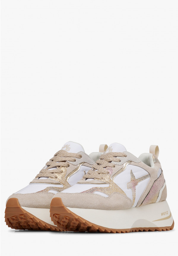W6yz Sneakers in suede e tessuto tecnico Bianco-Beige -ANNY 2 W Economico