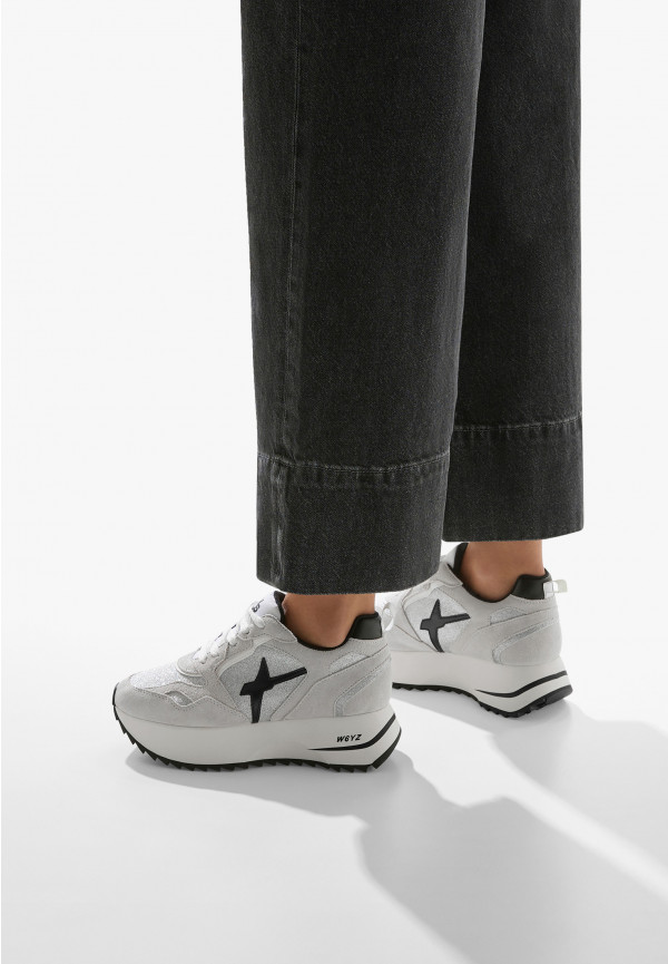 W6yz Sneakers in suede e tessuto tecnico con glitter Argento -ANNY 2 W Online